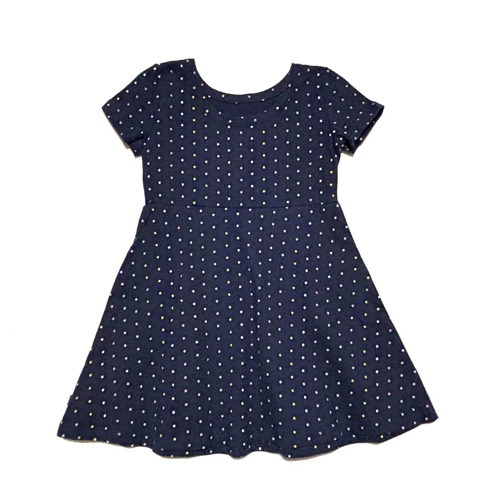 Gap Kids Girls Navy Polka‎ Dot Short Sleeve Fit Flare Dress Size 3T